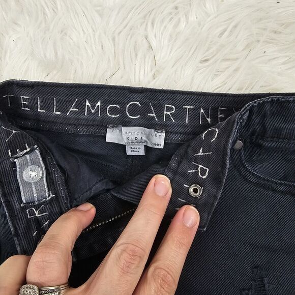 Stella McCartney Kids Black Denim Cut Off Raw Hem Knee Shorts Toddler 2 Years 2T - Picture 3 of 6